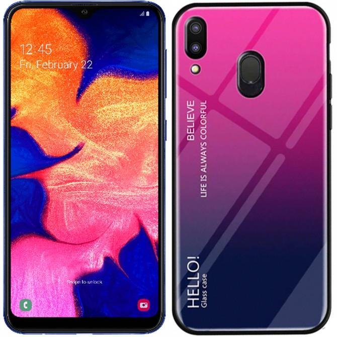 Чохол TPU Gradient HELLO Glass для Samsung A205/A305 Galaxy A20/A30 Рожевий DEL