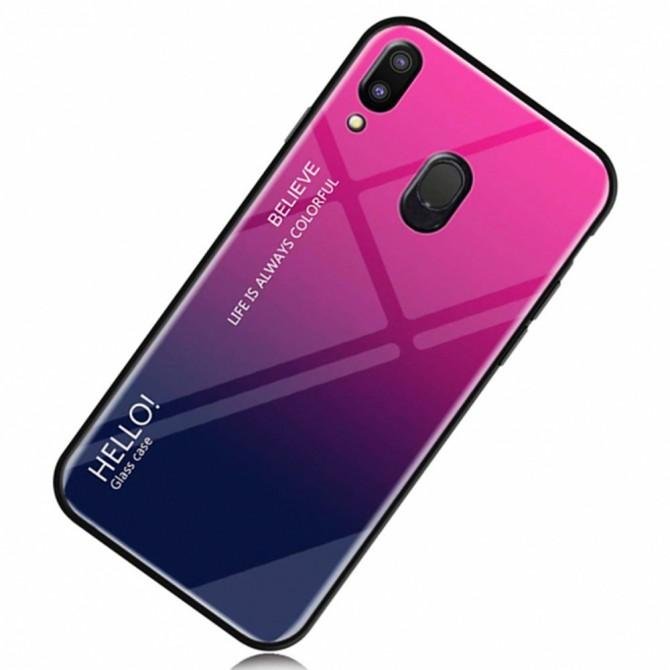 Чохол TPU Gradient HELLO Glass для Samsung A205/A305 Galaxy A20/A30 Рожевий DEL-2