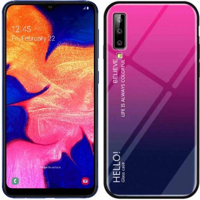 Чохол TPU Gradient HELLO Glass для Samsung A705 Galaxy A70 Рожевий