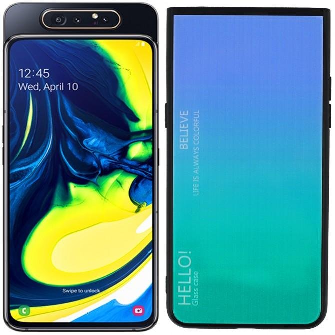 Чехол TPU Gradient HELLO Glass для Samsung A805 Galaxy A80 Голубой