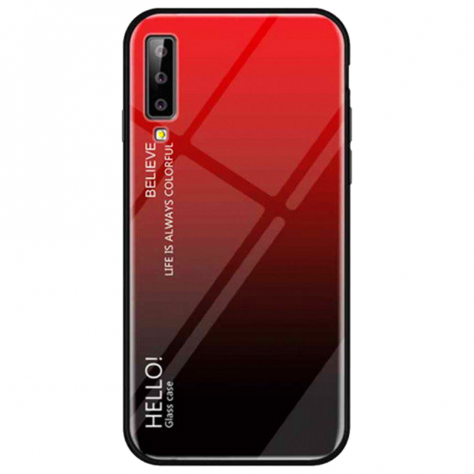 Чехол TPU Gradient HELLO Glass для Samsung A750 Galaxy A7 2018 Красный-1