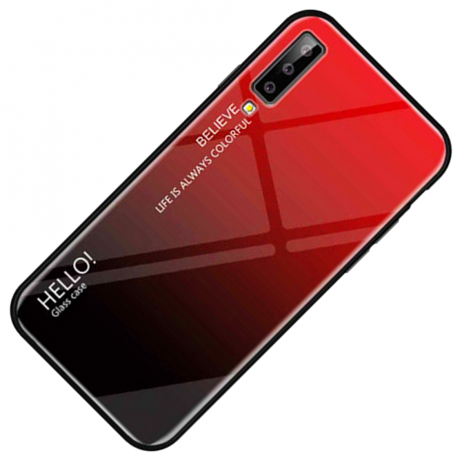 Чехол TPU Gradient HELLO Glass для Samsung A750 Galaxy A7 2018 Красный-2