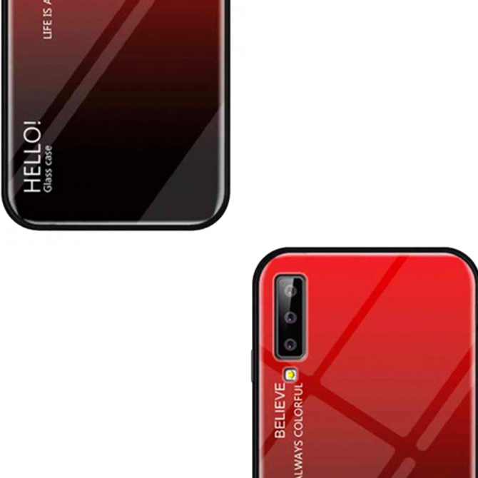 Чехол TPU Gradient HELLO Glass для Samsung A750 Galaxy A7 2018 Красный-3