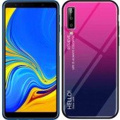 Чохол TPU Gradient HELLO Glass для Samsung A750 Galaxy A7 2018 Рожевий