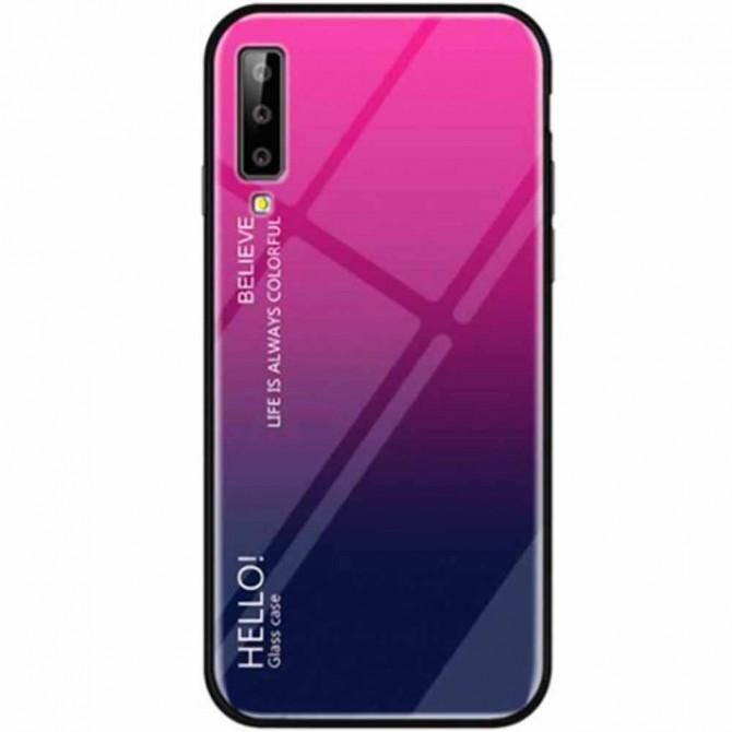 Чехол TPU Gradient HELLO Glass для Samsung A750 Galaxy A7 2018 Розовый-1