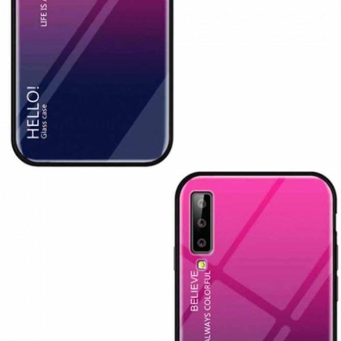 Чехол TPU Gradient HELLO Glass для Samsung A750 Galaxy A7 2018 Розовый-2