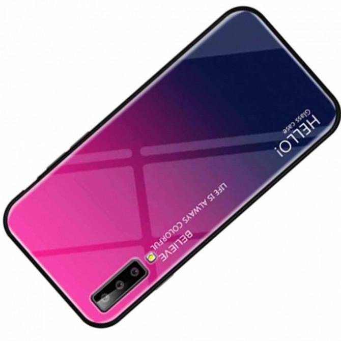 Чехол TPU Gradient HELLO Glass для Samsung A750 Galaxy A7 2018 Розовый-3
