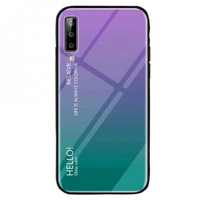 Чехол TPU Gradient HELLO Glass для Samsung A750 Galaxy A7 2018 Голубой-1