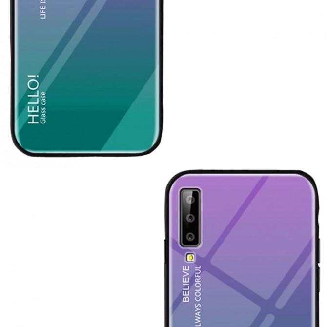 Чехол TPU Gradient HELLO Glass для Samsung A750 Galaxy A7 2018 Голубой-3