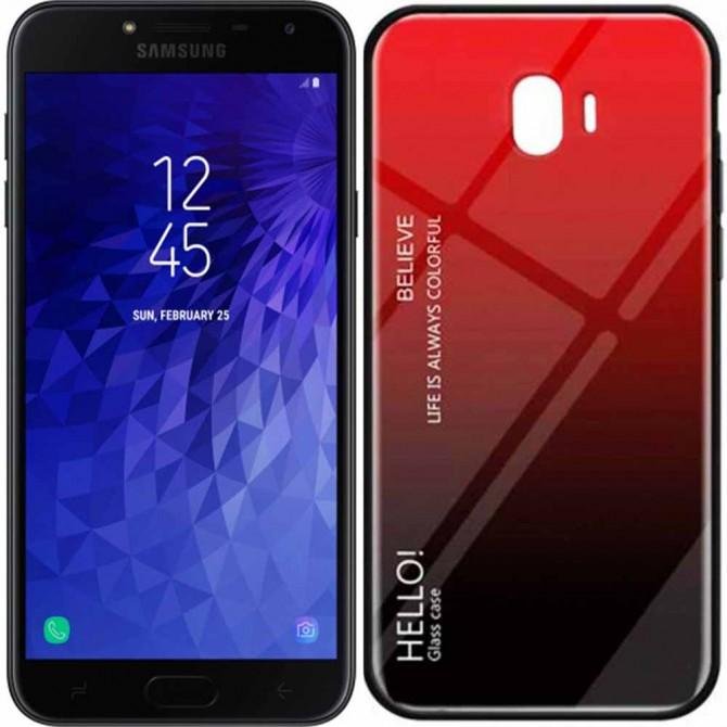 Чехол TPU Gradient HELLO Glass для Samsung J4 Красный