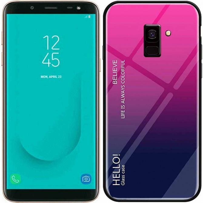 Чохол TPU Gradient HELLO Glass для Samsung J600 Рожевий