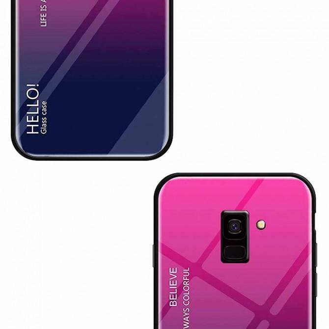 Чохол TPU Gradient HELLO Glass для Samsung J600 Рожевий-2