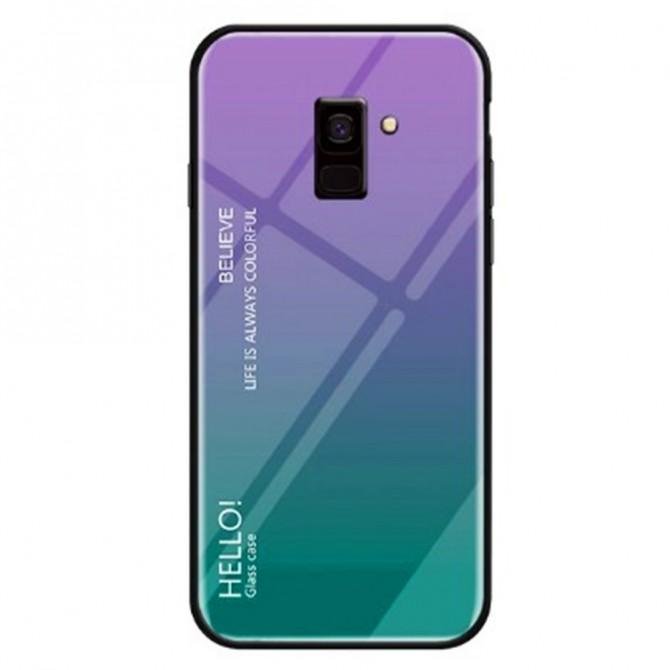 Чехол TPU Gradient HELLO Glass для Samsung J600 Голубой-1