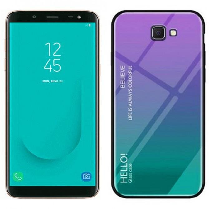 Чохол TPU Gradient HELLO Glass для Samsung J4 Plus Блакитний