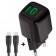 Мережевий зарядний пристрій 1USB + Type-C WALKER WH-71 GAN 30W+QC318W Black + Type-C to Type-C