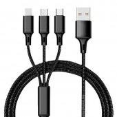 USB Кабель XO NB173 3in1 2.4A/1.2m Black