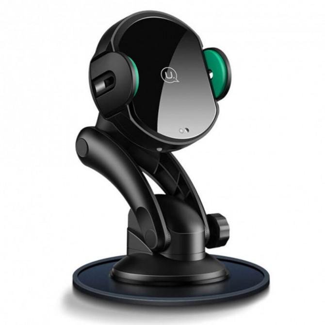 Автодержатель USAMS US-CD94 + Беспроводная зарядка Чёрный