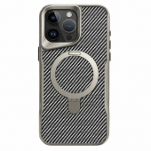 Чехол TPU+PC Metal Buttons with MagSafe Carbon Ring для Apple iPhone 15 Pro Max (6.7) Серый