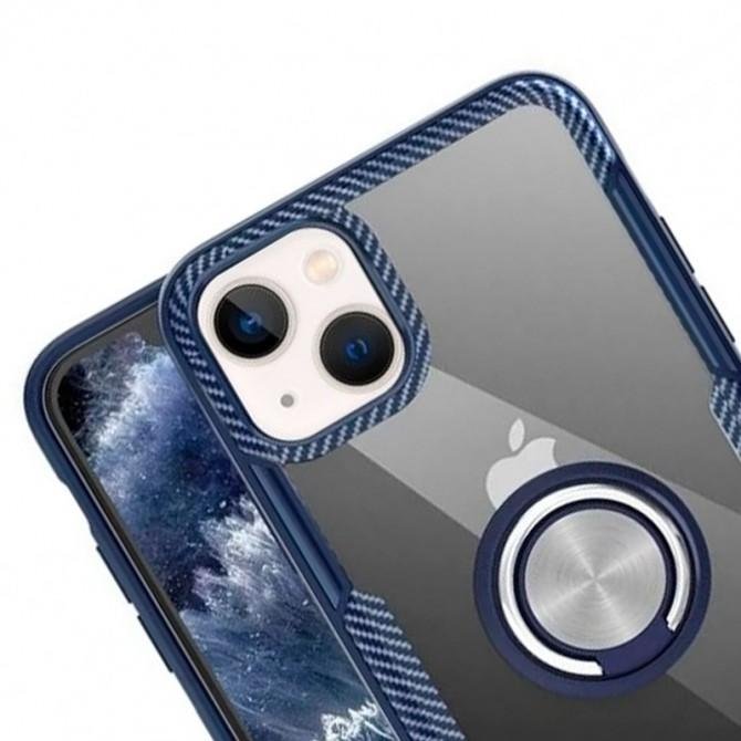 Чехол Deen CrystalRing for Magnet (opp) для Apple iPhone 13 (6.1") Прозрачный/Темно Синий-1