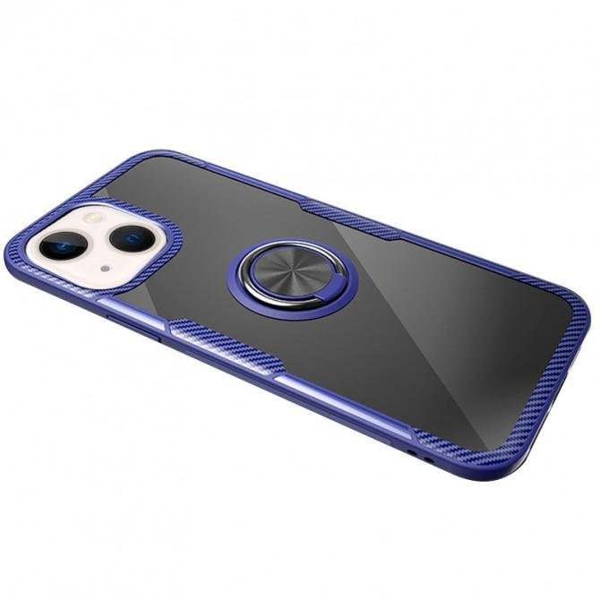 Чехол Deen CrystalRing for Magnet (opp) для Apple iPhone 13 (6.1") Прозрачный/Темно Синий-2
