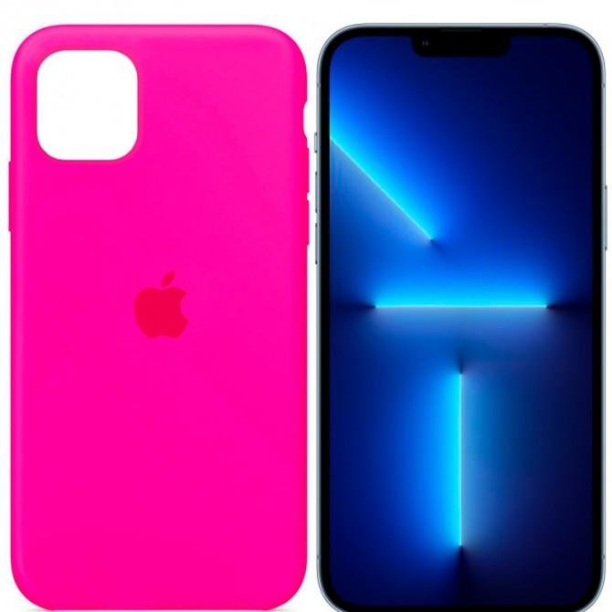 Оригинальный силиконовый чехол для iPhone 13 Pro Max Ярко Розовый FULL