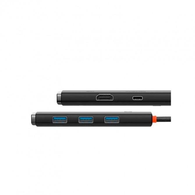 Хаб Baseus Lite Series 5-Port Type-C HUB Docking Station (Type-C to HDMI+USB3.0*3+PD) Black-2