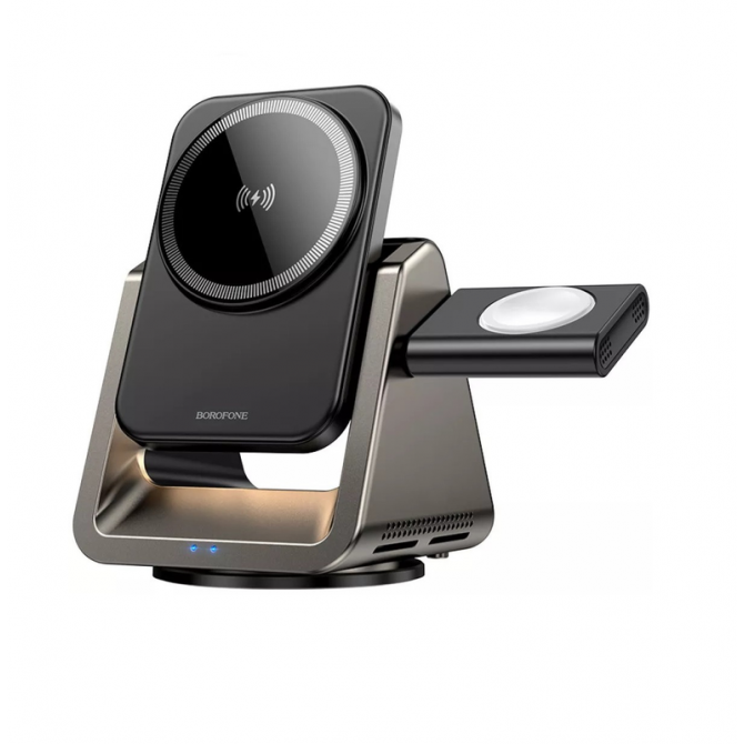 Бездротовий зарядний пристрій Borofone BQ30 Wide magnetic 5W/ 7.5W/ 10W/ 15W Silver
