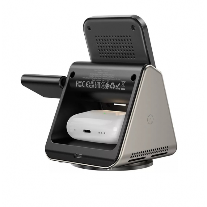 Бездротовий зарядний пристрій Borofone BQ30 Wide magnetic 5W/ 7.5W/ 10W/ 15W Silver-1