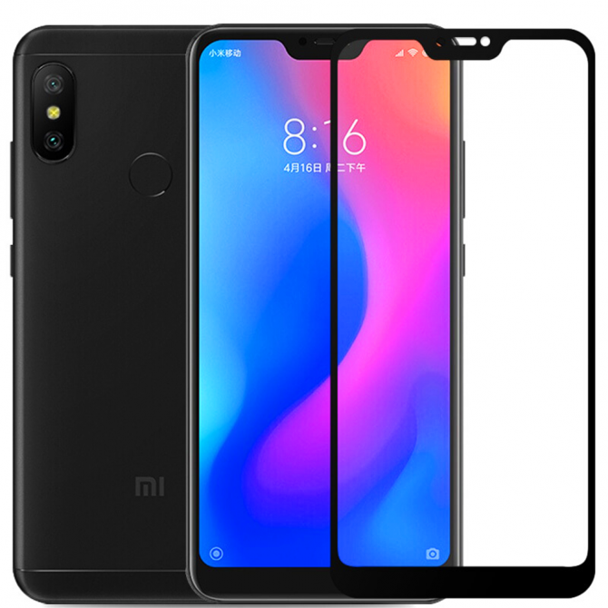 Захисне скло для XIAOMI Redmi 6 Pro/Mi A2 Lite Full Glue (0.25 мм, 2.5D, чёрное) ЛЮКС