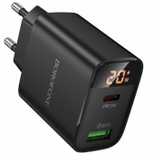 Мережевий зарядний пристрій 1USB + Type-C Borofone BA96A Ilustre PD20W+QC3.0 Black Мережевий зарядний пристрій 1USB + Type-C Borofone BA96A Ilustre PD20W+QC3.0 Black