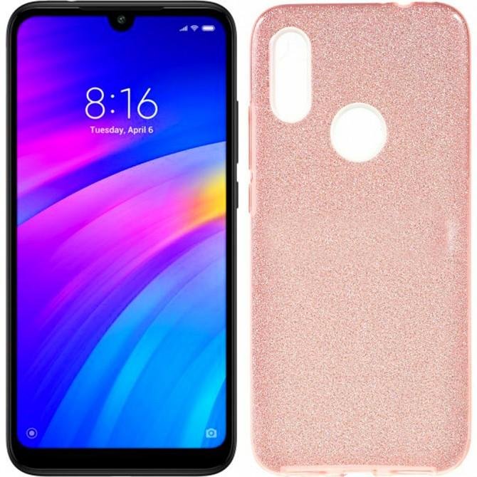 Чехол Silicone 3in1 Блёстки для Xiaomi Redmi 7 Pink
