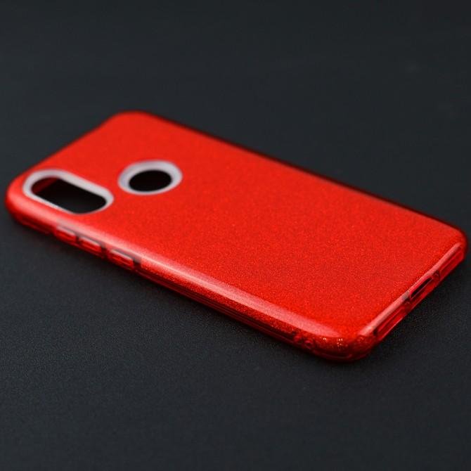 Чохол Silicone 3in1 Блискітки для Xiaomi Redmi 7 Червоний-3