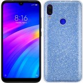 Чехол Silicone 3in1 Блёстки для Xiaomi REDMI Note 7 Blue