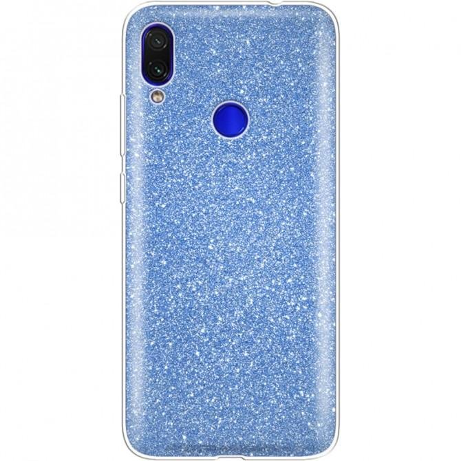 Чохол Silicone 3in1 Блискітки для Xiaomi REDMI Note 7 Синій-1
