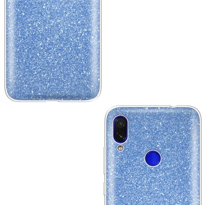 Чохол Silicone 3in1 Блискітки для Xiaomi REDMI Note 7 Синій-3