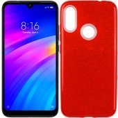 Чехол Silicone 3in1 Блёстки для Xiaomi REDMI Note 7 Red
