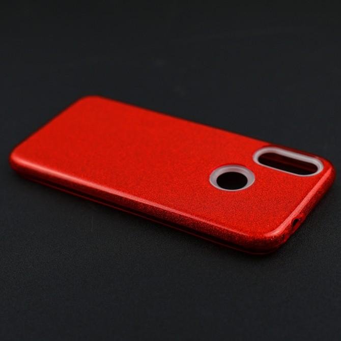 Чохол Silicone 3in1 Блискітки для Xiaomi REDMI Note 7 Червоний-4