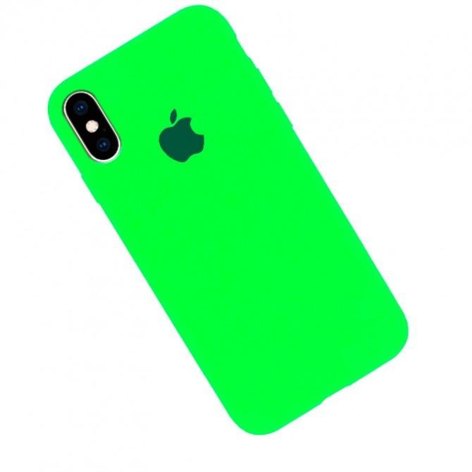 Оригинальный силиконовый чехол для iPhone X/Xs Неоново Зеленый-3