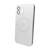 Чехол AG Glass Matt Frame Color MagSafe Logo for Apple iPhone 11 Pearly White