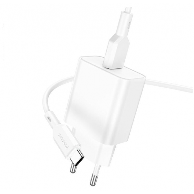 Сетевое зарядное устройство 1USB Borofone BA72A Spring QC3.0 White + Type-C Cable-2