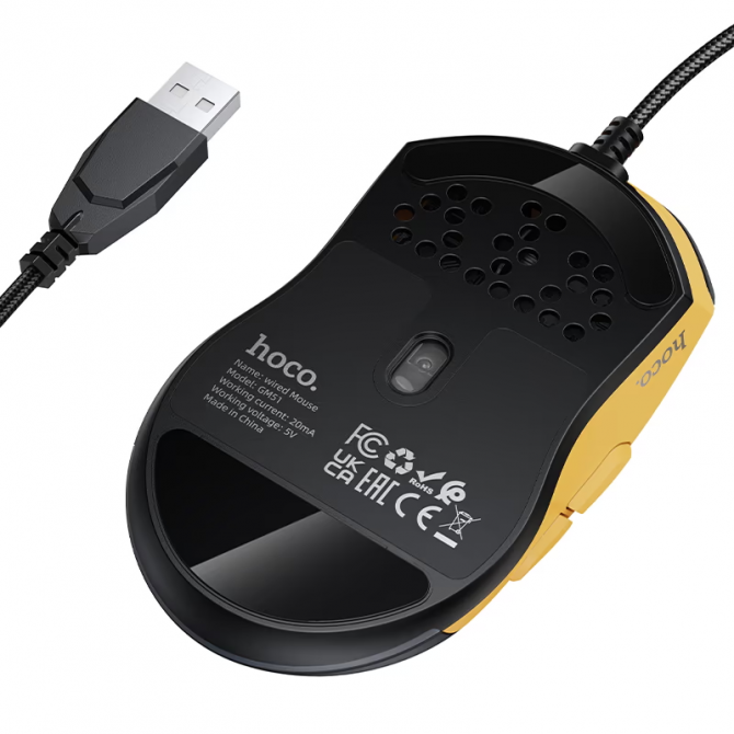 Мышь Hoco GM51 Sky Luminous gaming wired Black/Yellow-2