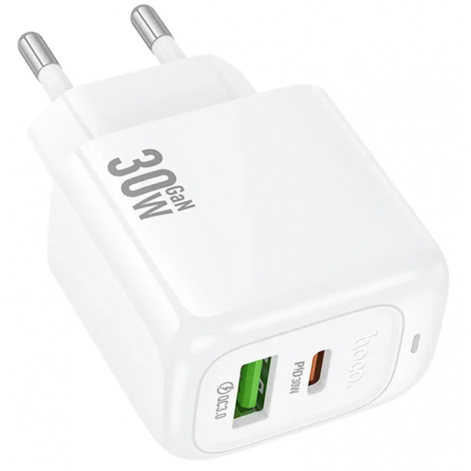 Сетевое зарядное устройство 1USB + Type-C Hoco CS55A PD30W+QC3.0 White-2