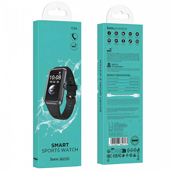 Смарт часы Hoco Y34 Smart Sport Black-2