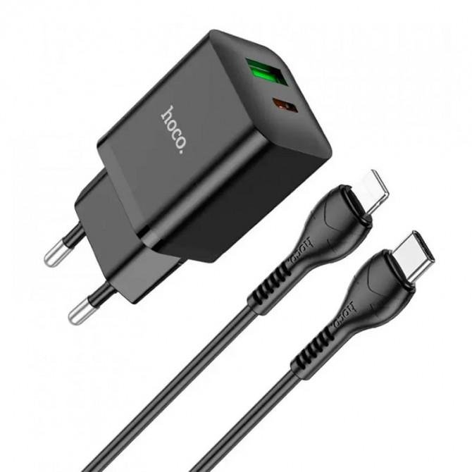 МЗП 1USB + Type-C Hoco N28 Founder PD20W+QC3.0 Black + Cable Type-C to Lightning