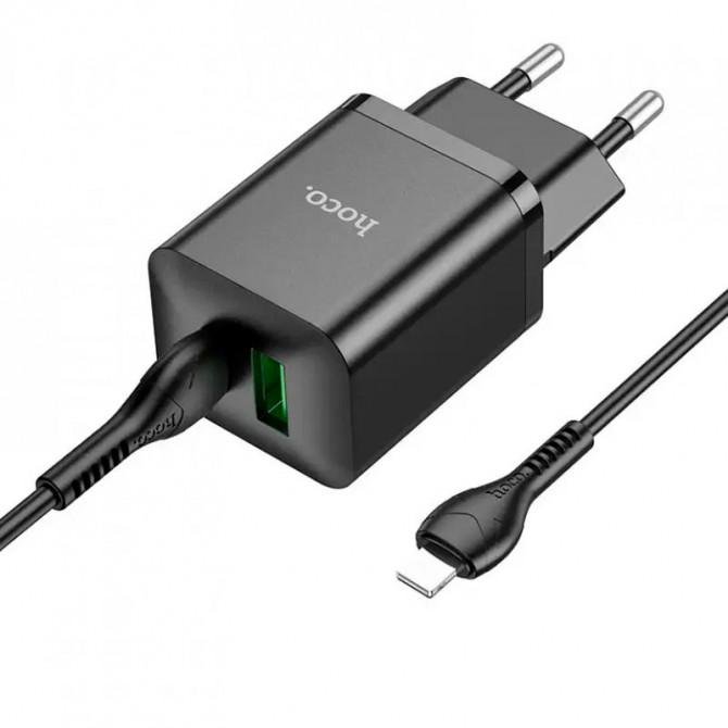 МЗП 1USB + Type-C Hoco N28 Founder PD20W+QC3.0 Black + Cable Type-C to Lightning-1