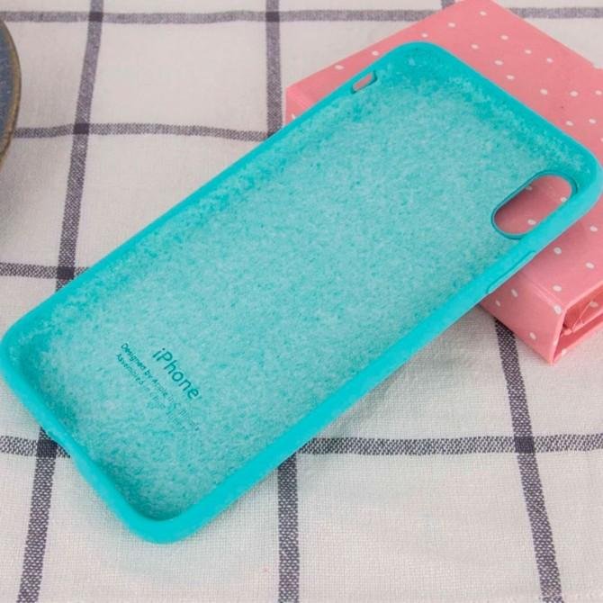Оригинальный силиконовый чехол для iPhone Xr Бирюзовый FULL-1