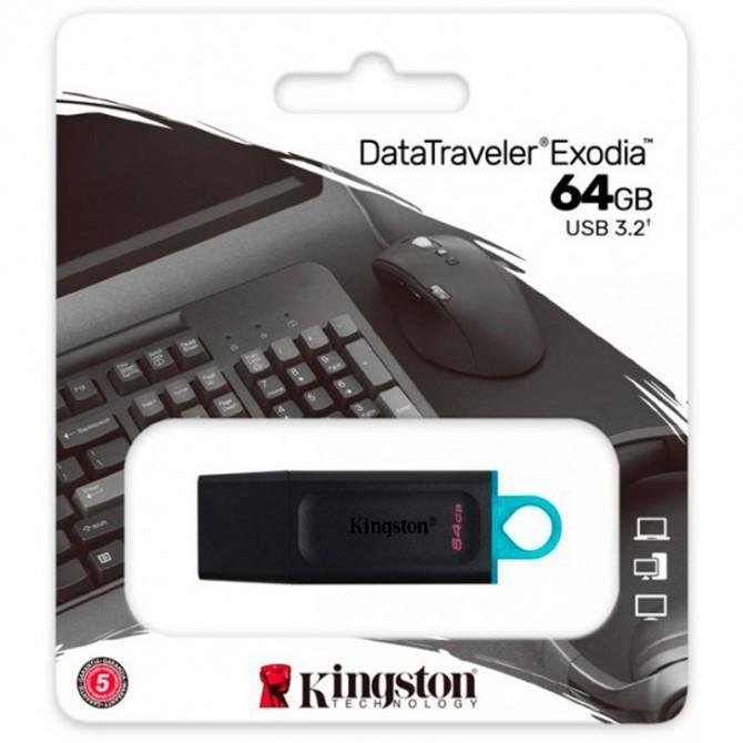 Флеш-память Kingston USB 64GB DT Exodia Black/Teal USB 3.2-3