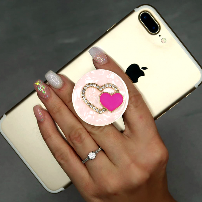 Тримач Pop Socket Heart Рожевий&Червоний-3