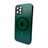 Чехол AG Glass Matt Frame Color MagSafe Logo for Apple iPhone 14 Pro Max Cangling Gre