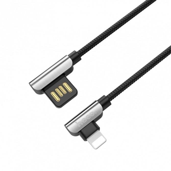 Кабель USB Hoco U42 Exquisite Steel Lightning (L Shape) Black 1.2m